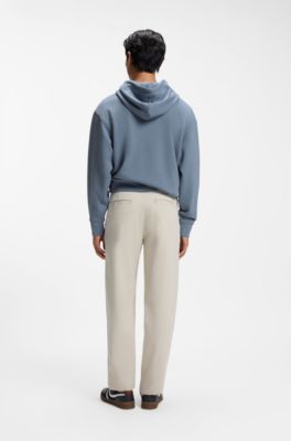 Cotton-terry hoodie with logo print, Blue
