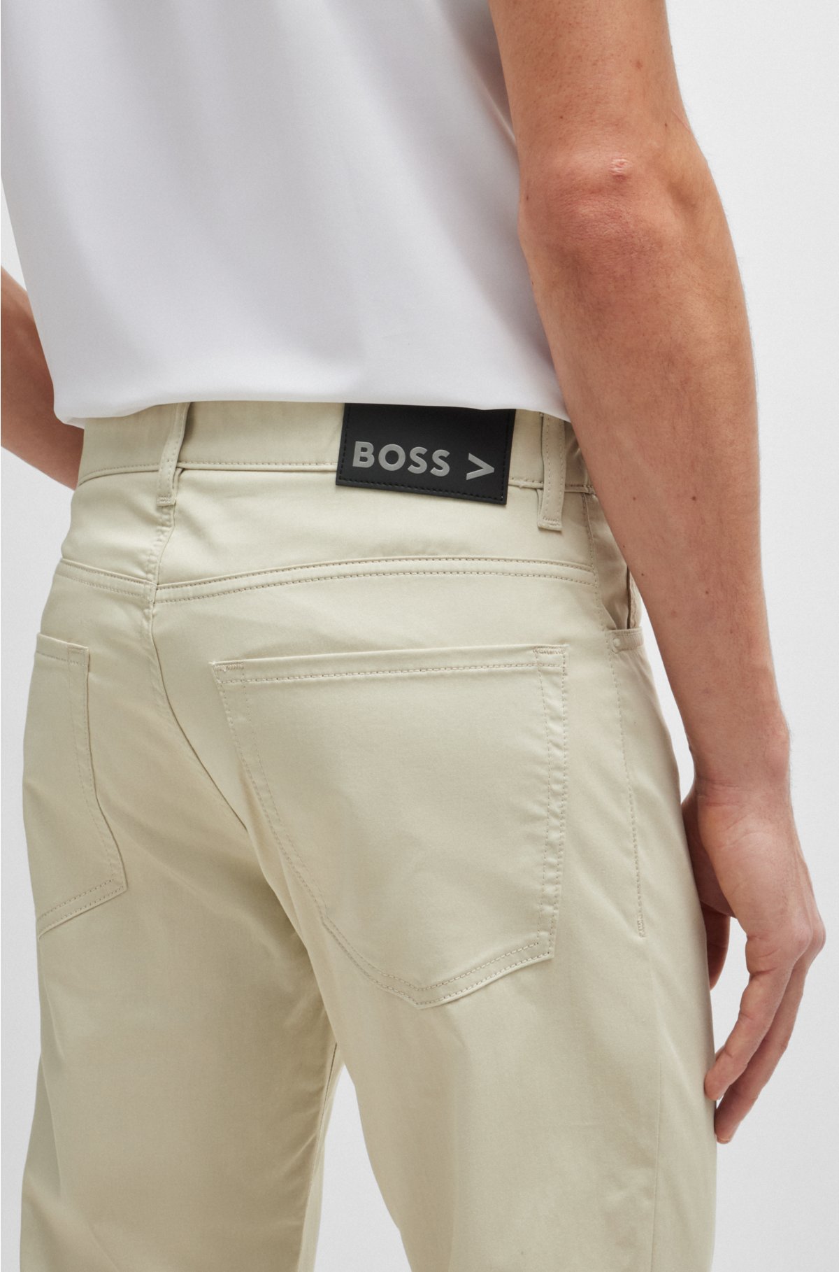 BOSS - Regular-fit jeans in satin stretch denim