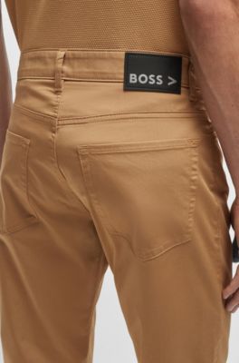 BOSS - Regular-Fit Jeans aus satiniertem Stretch-Denim 