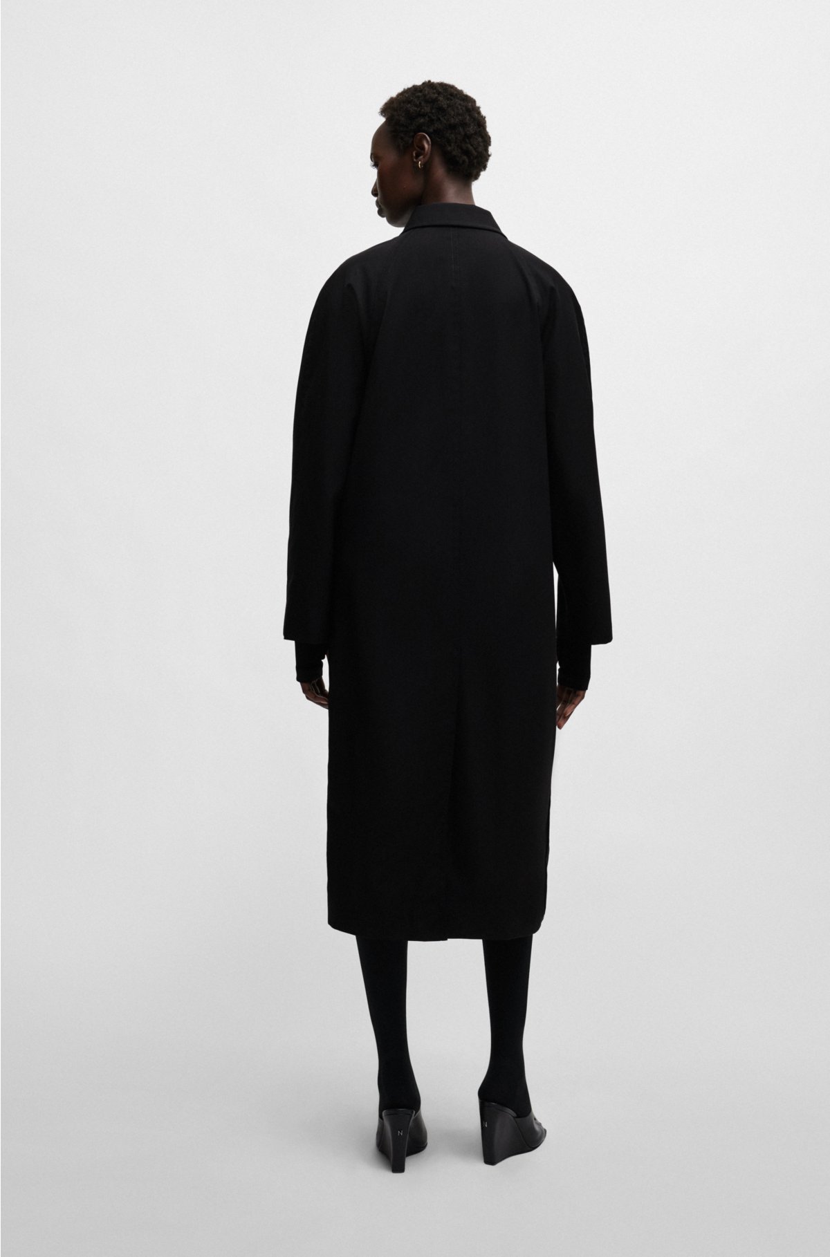 NAOMI x BOSS water-repellent coat in virgin wool, Black