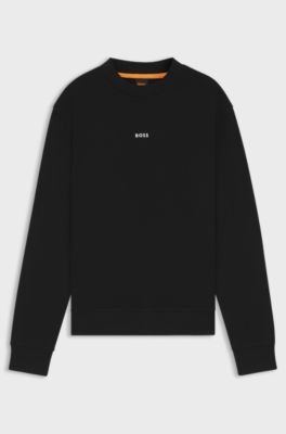 Sweatshirt i terry-bomull med tryckt logga, Svart