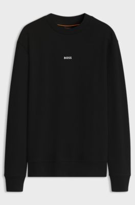 Cotton-terry sweatshirt with logo print, Black