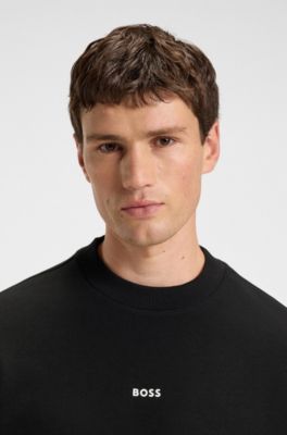 Cotton-terry sweatshirt with logo print, Black
