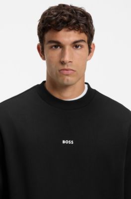 Cotton-terry sweatshirt with logo print, Black
