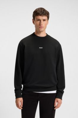 Cotton-terry sweatshirt with logo print, Black