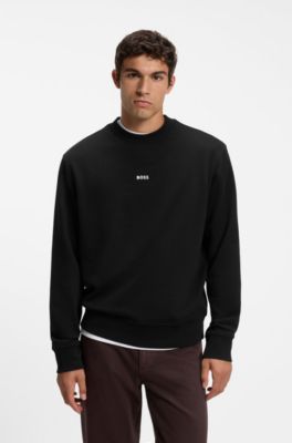 Cotton-terry sweatshirt with logo print, Black