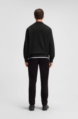 Sweat Relaxed en molleton de coton avec logo contrastant, Noir