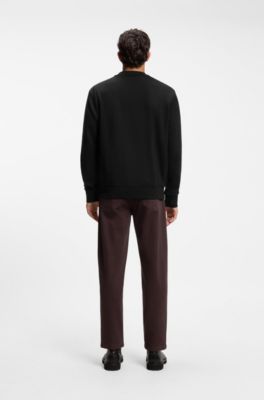Felpa in terry di cotone con logo stampato, Nero