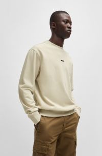 Relaxed-fit sweatshirt in cotton terry with contrast logo, Light Beige