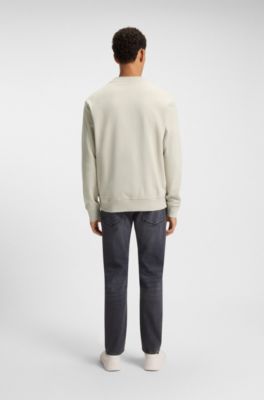 Cotton-terry sweatshirt with logo print, Light Beige