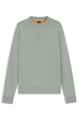 Relaxed-fit sweatshirt in cotton terry with contrast logo, Light Green