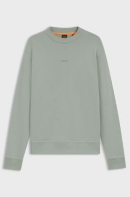 Cotton-terry sweatshirt with logo print, Light Green
