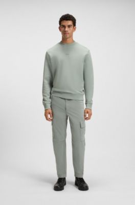 Cotton-terry sweatshirt with logo print, Light Green