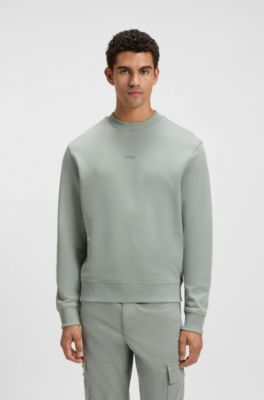 Cotton-terry sweatshirt with logo print, Light Green