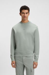 Relaxed-fit sweatshirt in cotton terry with contrast logo, Light Green