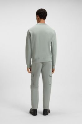 Cotton-terry sweatshirt with logo print, Light Green