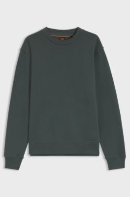 Cotton-terry sweatshirt with logo print, Dark Green