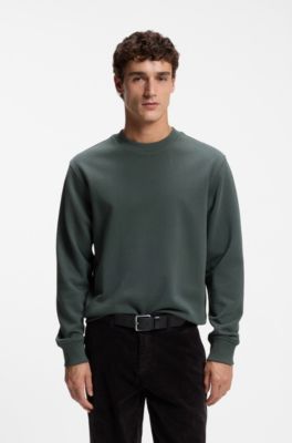 Cotton-terry sweatshirt with logo print, Dark Green