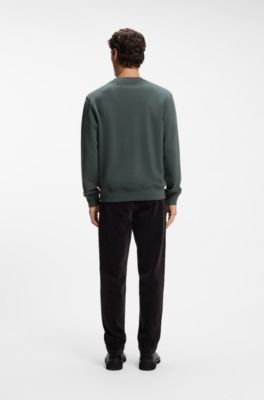 Cotton-terry sweatshirt with logo print, Dark Green