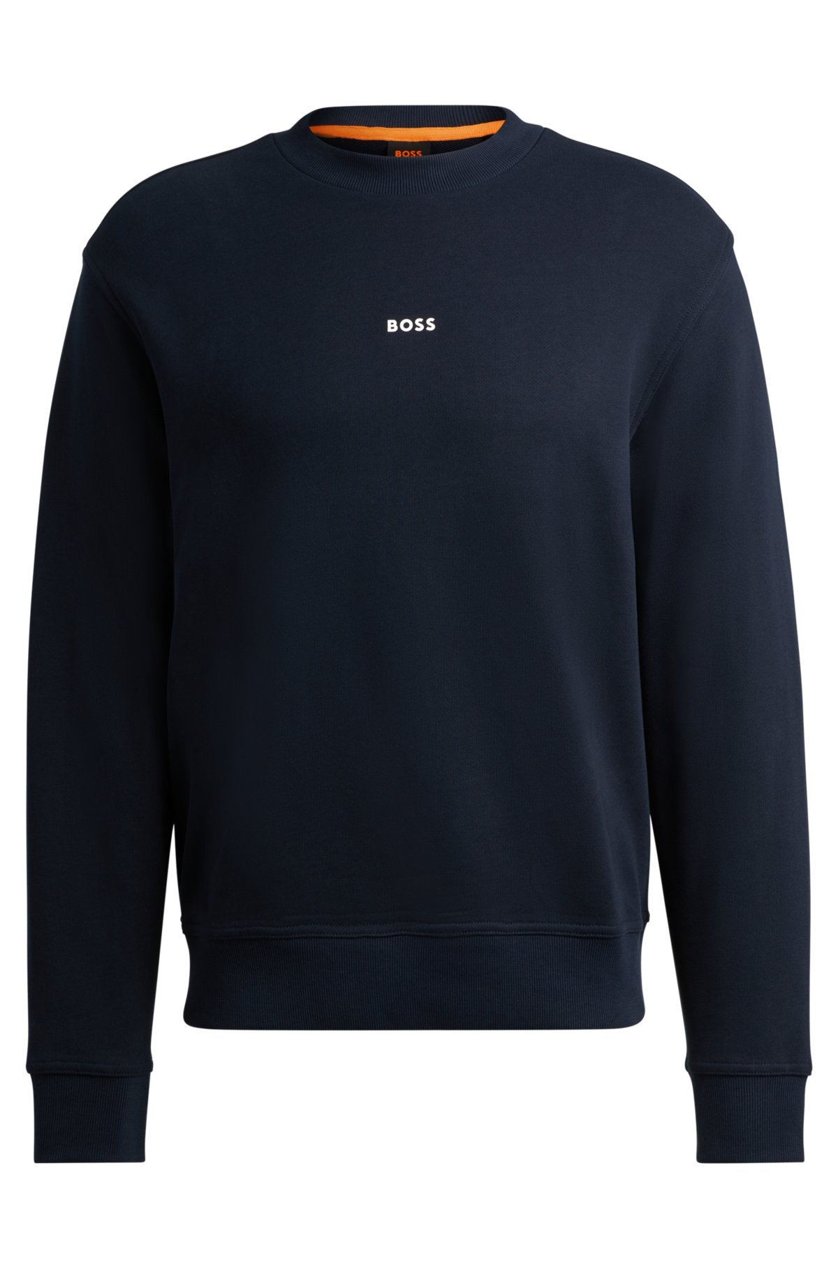Relaxed-fit sweatshirt in cotton terry with contrast logo, Dark Blue