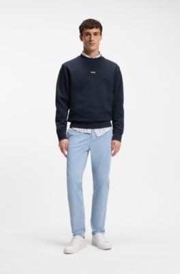 Cotton-terry sweatshirt with logo print, Dark Blue