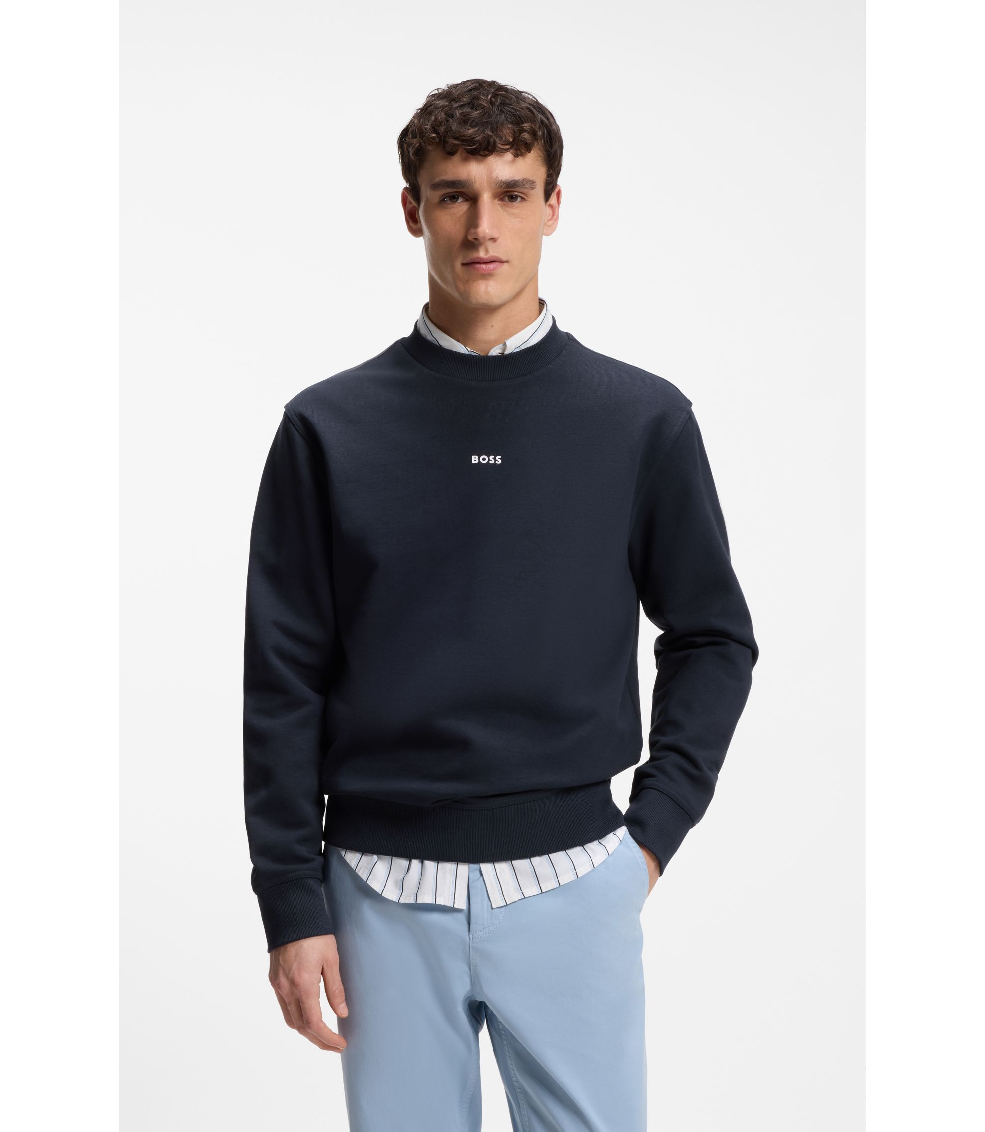 BOSS - Sweat Relaxed en molleton de coton avec logo manuscrit - Noir