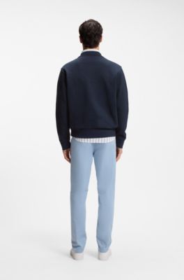 Cotton-terry sweatshirt with logo print, Dark Blue