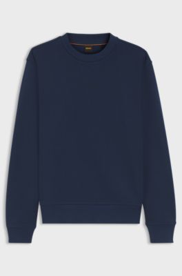 Cotton-terry sweatshirt with logo print, Dark Blue