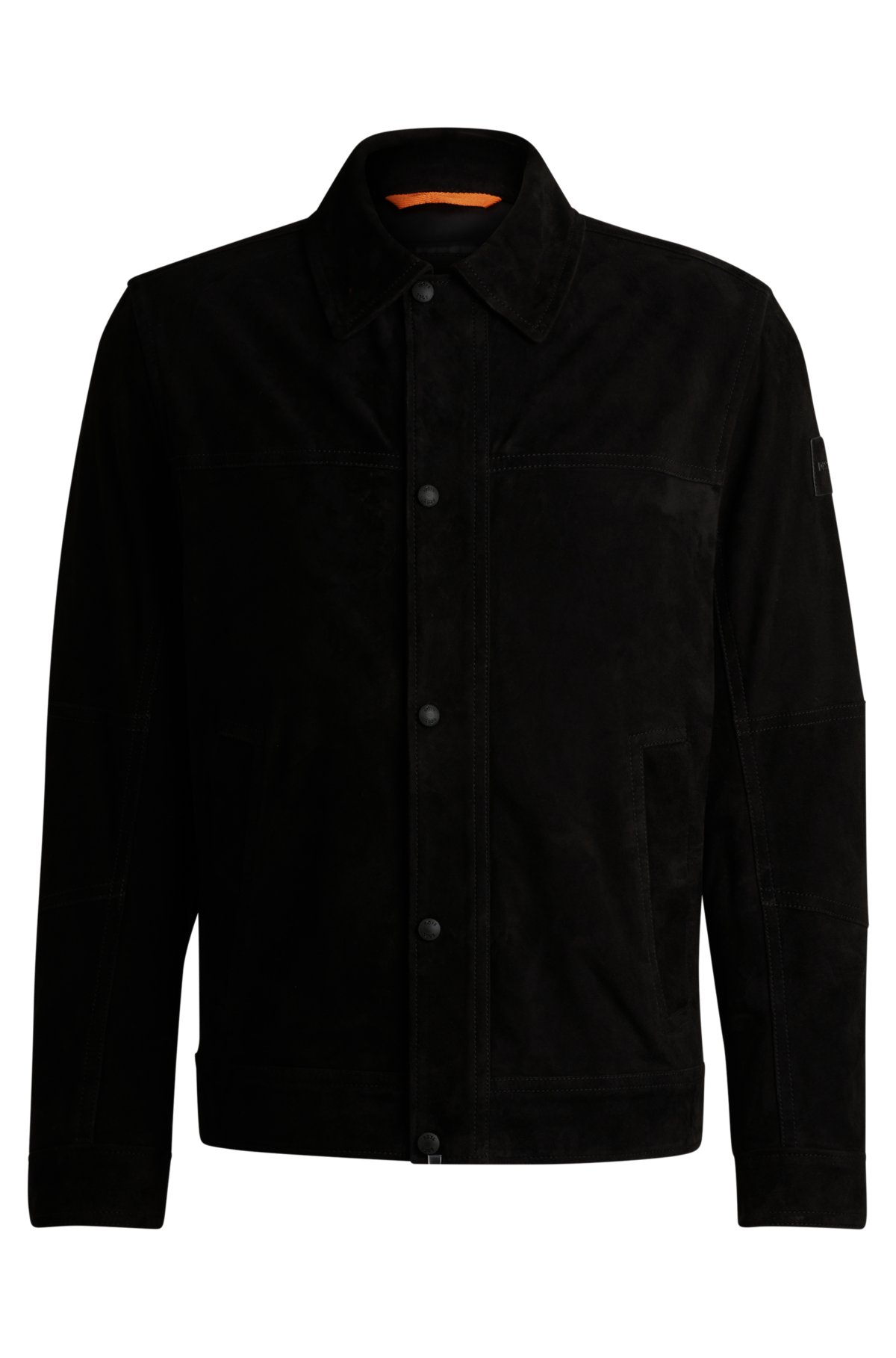 Regular-fit jacket in nappalan-back suede, Black
