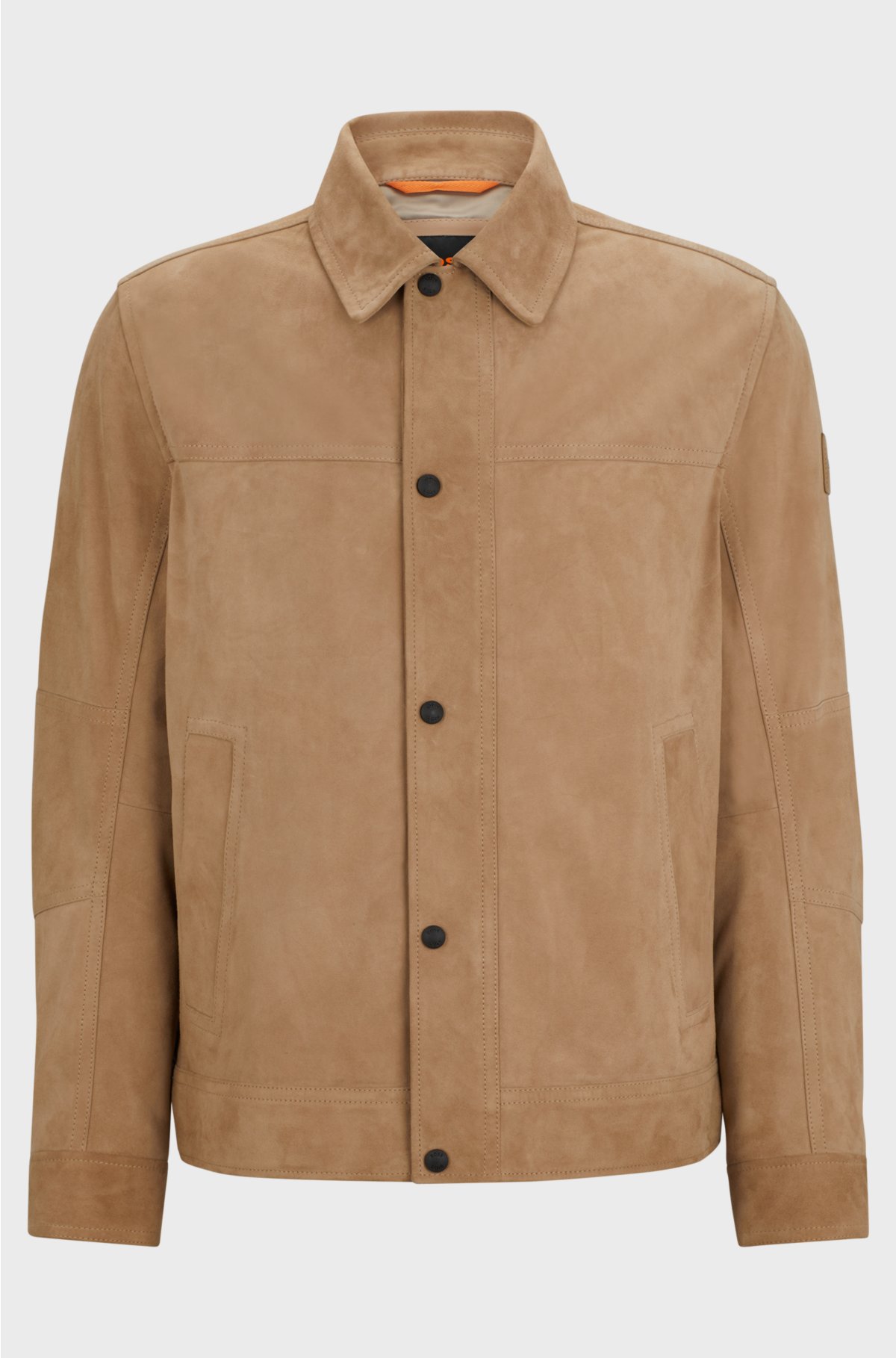 Regular-fit jacket in nappalan-back suede, Beige