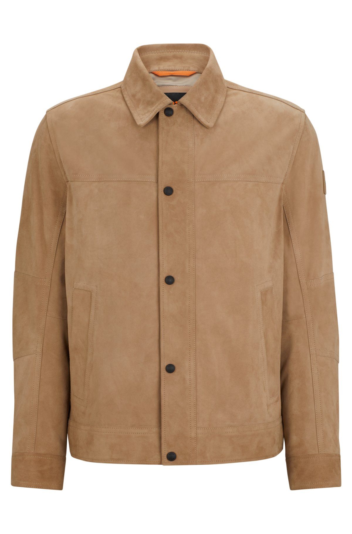 Regular-fit jacket in nappalan-back suede, Beige
