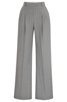 BOSS - NAOMI x BOSS wide-leg trousers in pinstripe virgin wool