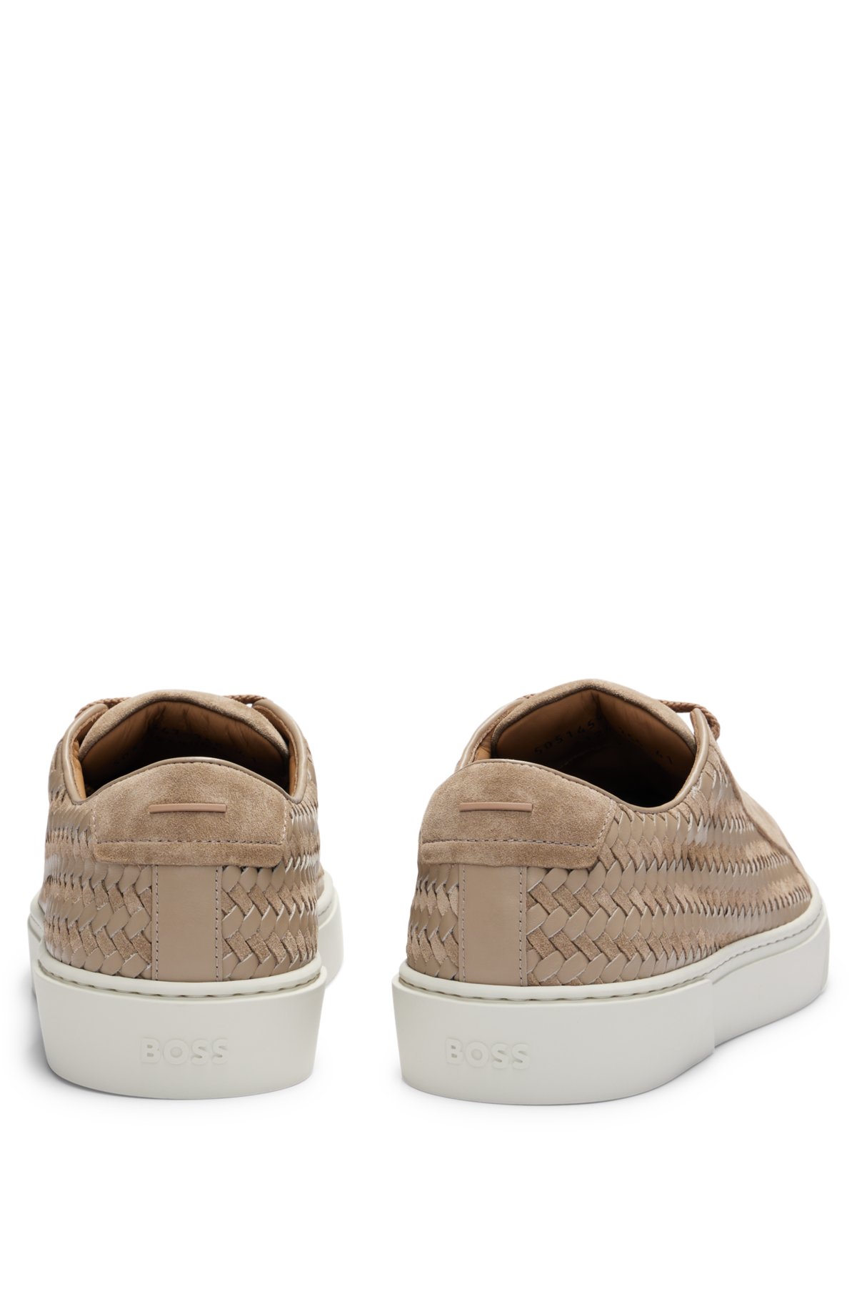 Gary Italian-made woven trainers in leather and suede, Beige