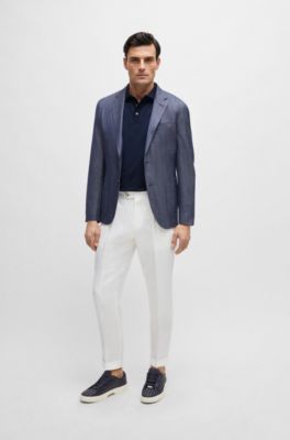 Gary Italian-made woven trainers in leather and suede, Dark Blue