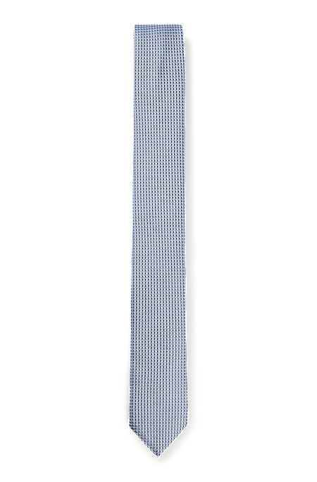 Silk-blend tie with jacquard pattern, Light Blue