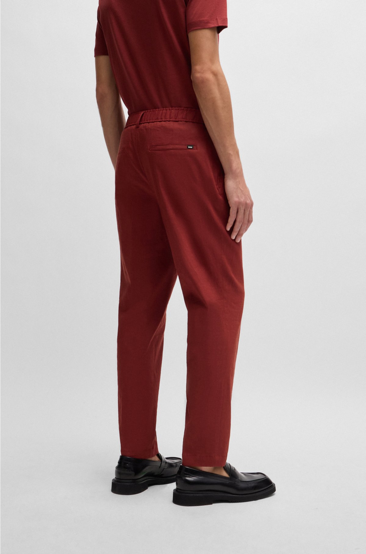 Relaxed-fit trousers in a linen blend, Brown