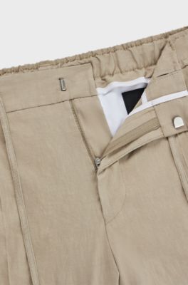 Relaxed-fit trousers in a linen blend, Beige