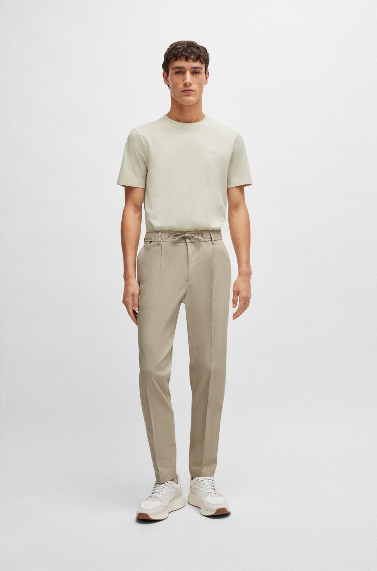 Relaxed-fit trousers in a linen blend, Beige