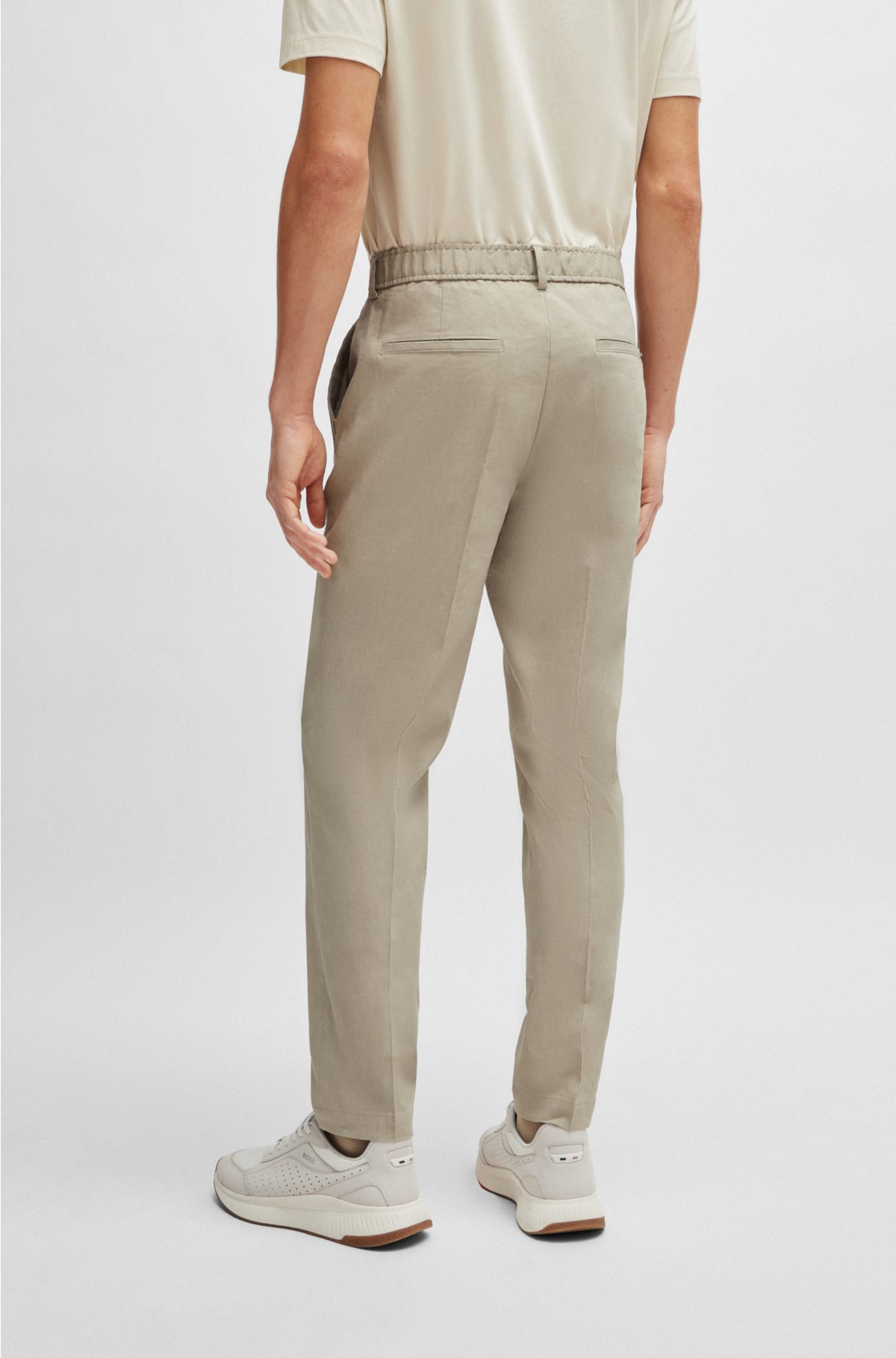 Relaxed-fit trousers in a linen blend, Beige