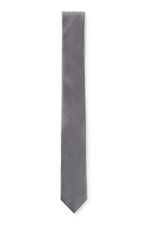 Diagonal-stripe tie in silk jacquard, Light Grey