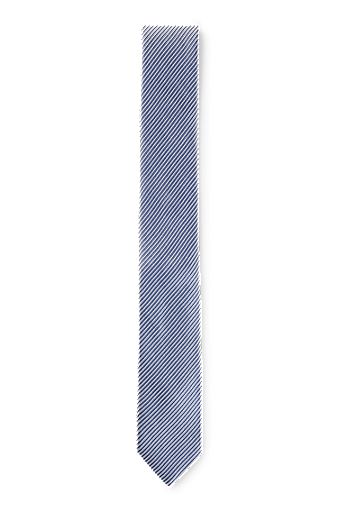 Cravate en jacquard de soie à rayures diagonales, bleu clair