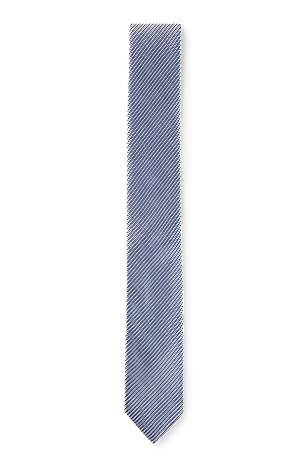 Cravate en jacquard de soie à rayures diagonales, bleu clair