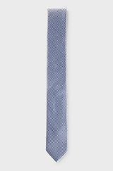 Diagonal-stripe tie in silk jacquard, Light Blue