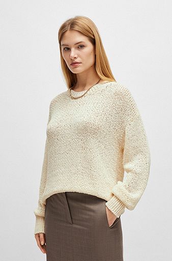Knitted sweater in a cotton blend, White