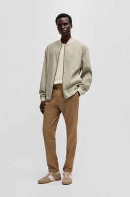Slim-fit jacket in a linen blend, Light Beige