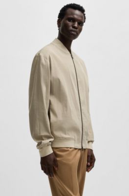 Slim-fit jacket in a linen blend, Light Beige