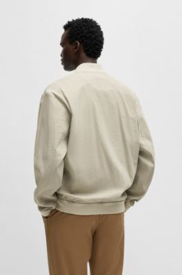 Slim-fit jacket in a linen blend, Light Beige
