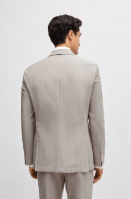 Slim-fit jacket in a micro-patterned cotton blend, Beige