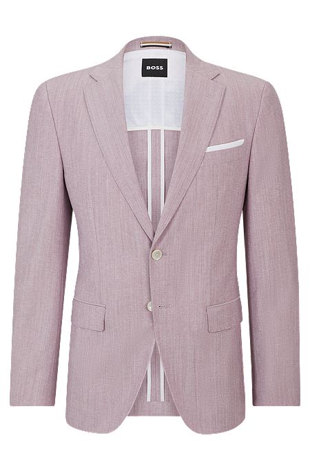 Slim-fit jacket in a micro-patterned cotton blend, light pink