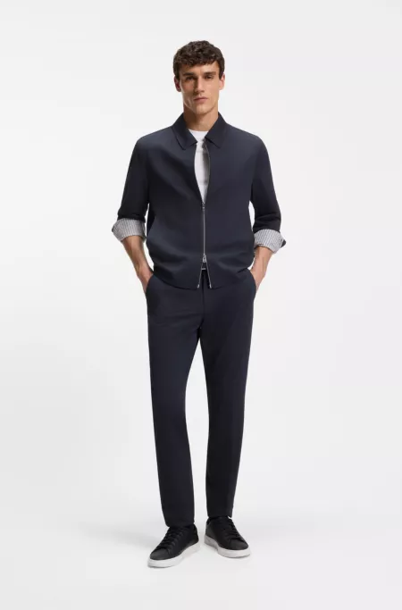 Slim-fit jacket in stretch seersucker with wrinkle recovery
